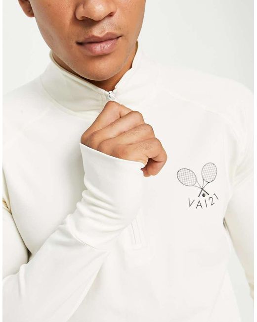 VAI21 White Active Half Zip Top Co-Ord for men