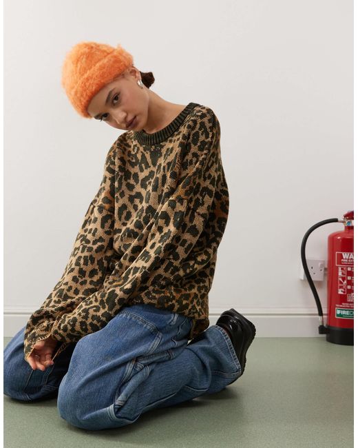 The Ragged Priest Brown Oversized Knitted Jumper With Distressing