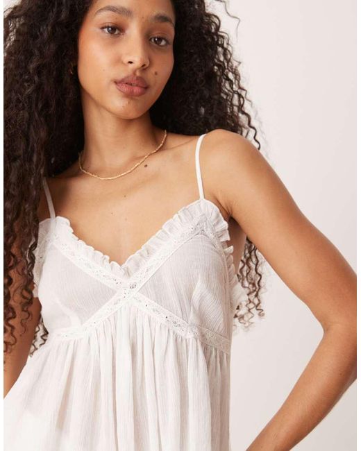 ASOS White Crinkle Cotton Beach Crop Top