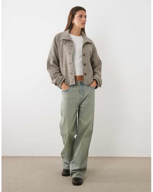 Threadbare Brown Faux Wool Funnel Neck Jacket