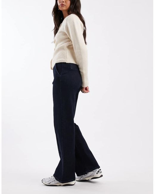 New Look Blue Front Seam Tailored Wide Leg Jean