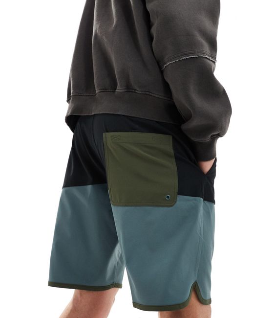 Kavu Black Quick Dry Colour Block Short With Uv Protection for men