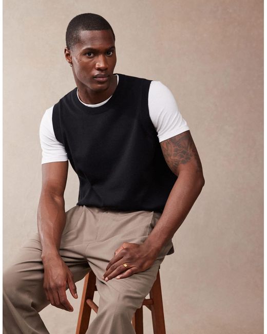 ASOS – leichtes, locker geschnittenes strick-tanktop in Black für Herren