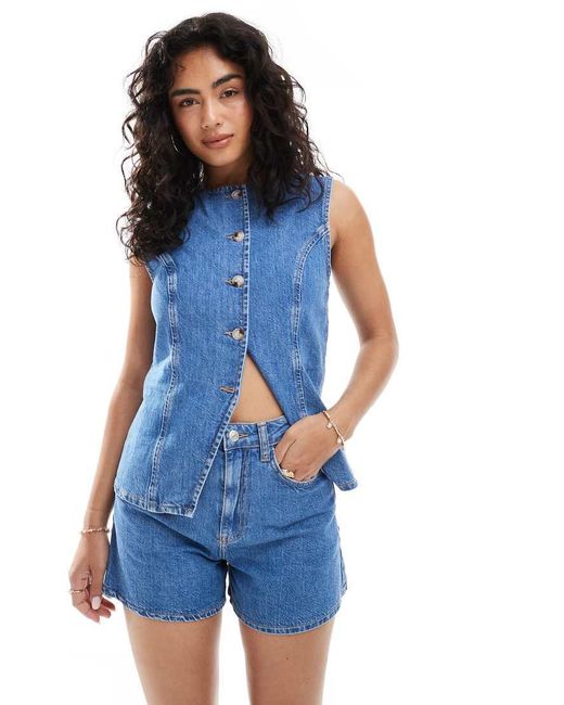 ASOS Blue Denim Longline A Line Short