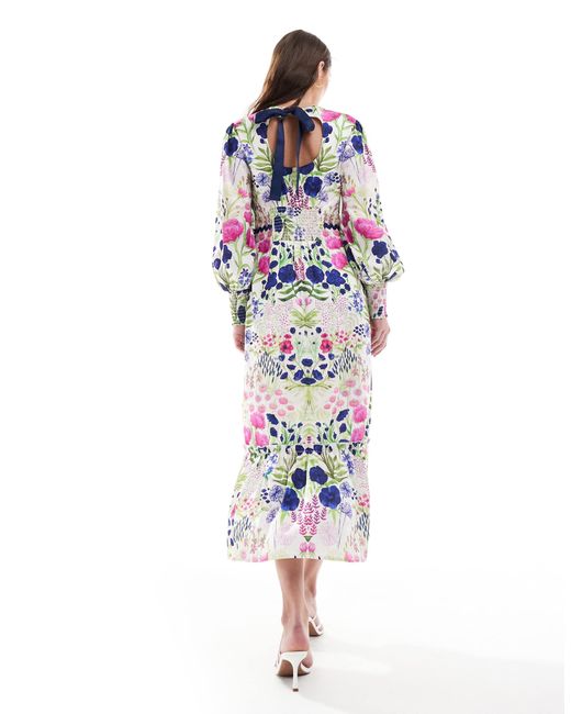 Hope & Ivy White High Neck Maxi Dress With Bow Back