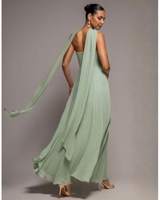 Goddiva Green Sleeveless Pleated Chiffon Multiway Scarf Maxi Dress