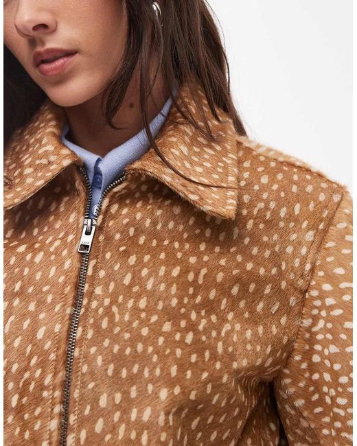 JJXX Brown Co-Ord Leather Pony Hair Jacket