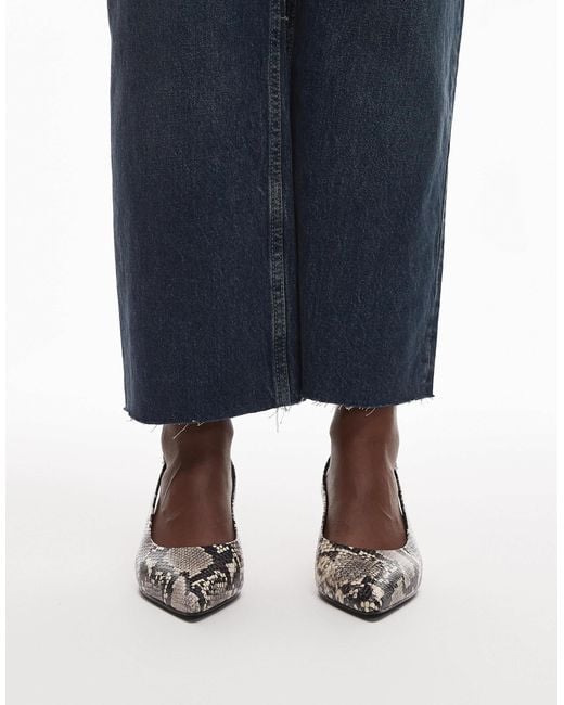 & Other Stories Blue Leather Slingback Wedge Pump Heel
