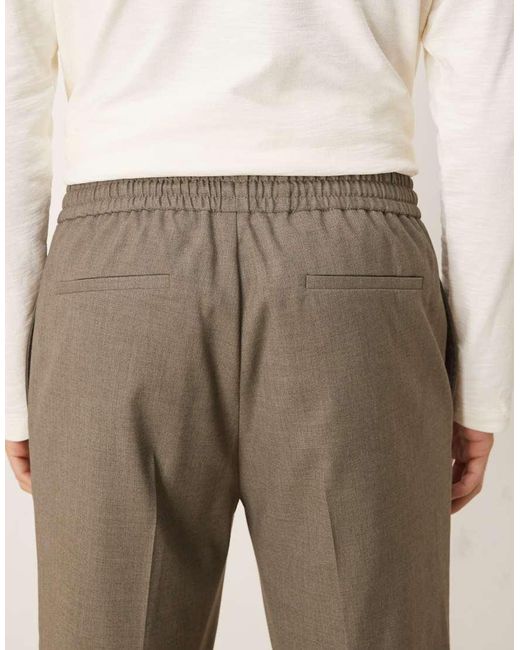 ASOS Natural Tailored Pull On Tapered Trousers for men