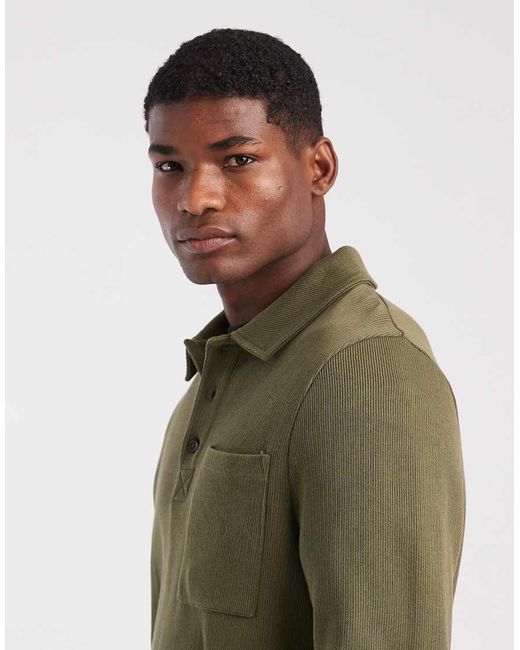 ASOS Green Oversized Button Polo With Pocket for men