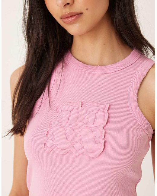 JJXX Pink Patch Ribbed Vest