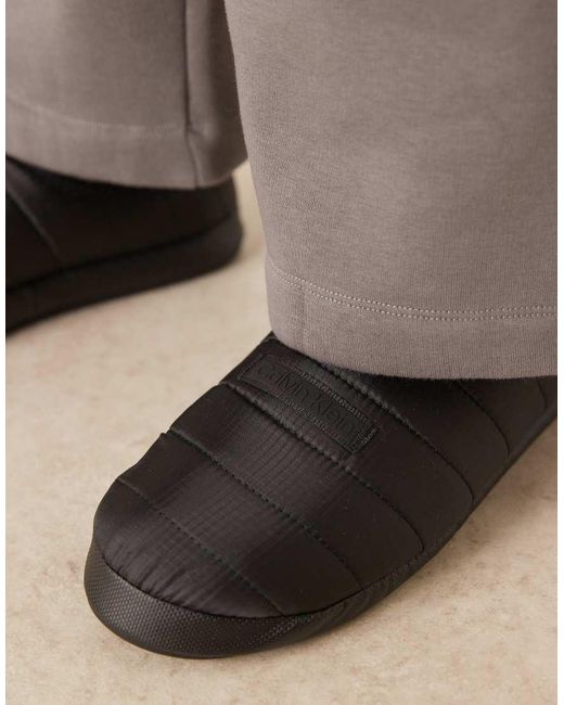 Calvin Klein Black Ripstop Puffer Slippers for men