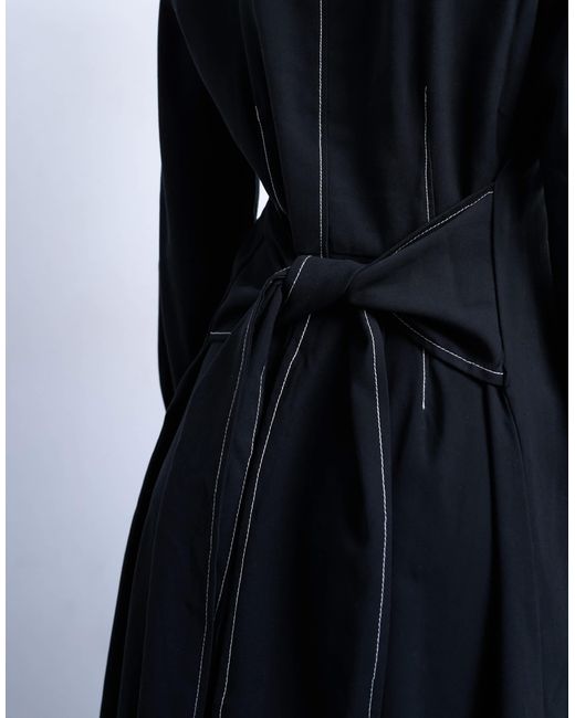 TOPSHOP Blue Contrast Stitch Long Sleeve Midi Shirt Tie Shirt Dress