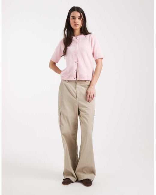 Threadbare Pink Short Sleeve Crew Neck Cardigan