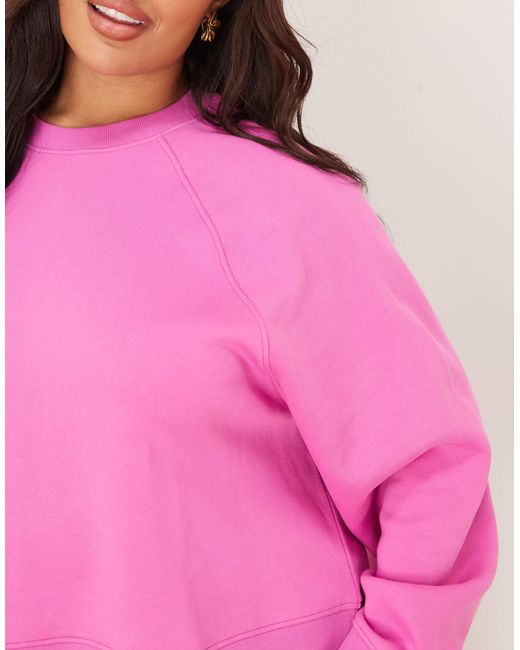 ASOS Pink Asos Design Curve Oversized Brushback Sweatshirt With Raglan Detail