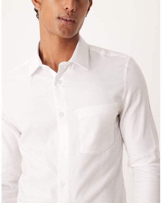ASOS White Smart Slim Textured Easy Iron Shirt for men