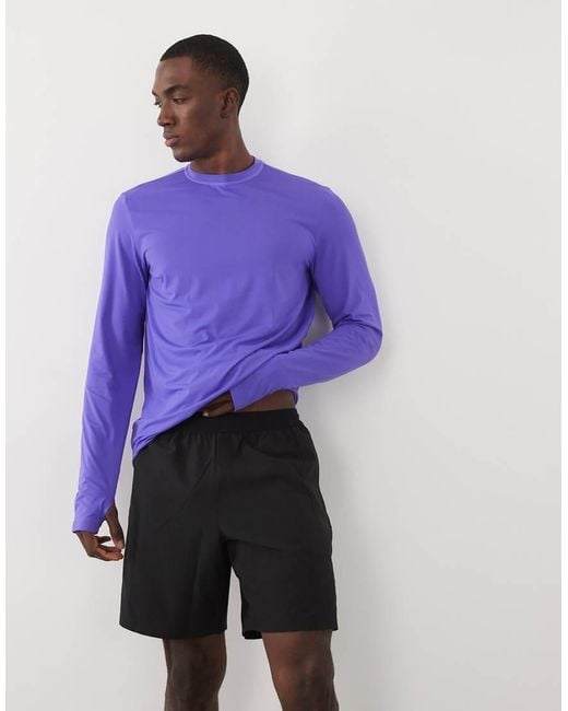 4505 Blue 7" Woven Training Shorts With Elastic Waist Band And Zip Pockets for men