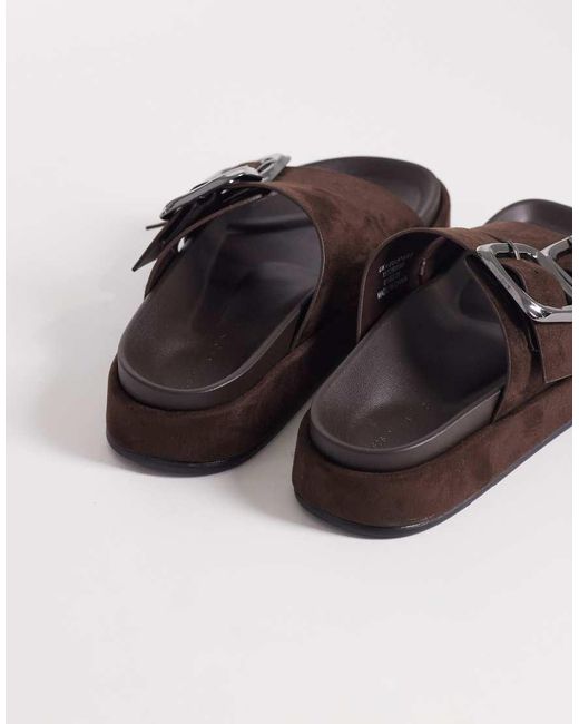 ASOS Black Floyd Oversized Buckle Footbed Sandal