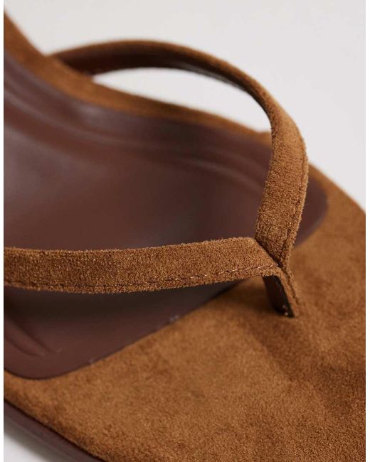 SEQWL Wide Fit Brown Low Block Heeled Sandals