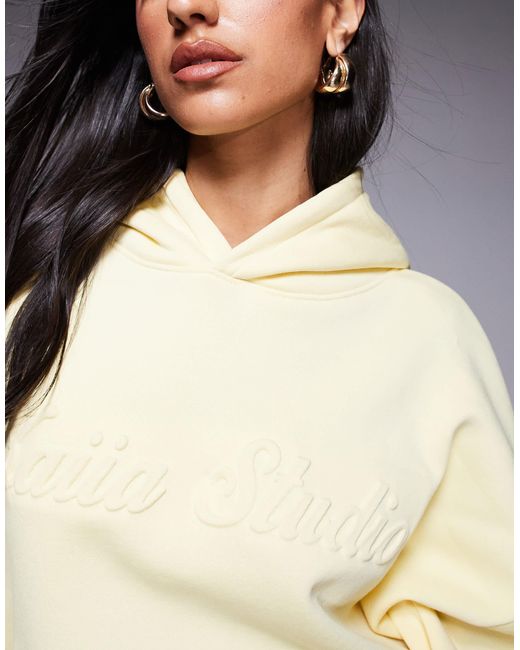 Kaiia Natural Studio Embossed Logo Oversized Hoodie Co-ord