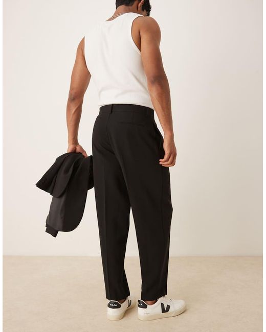 ASOS Black Oversized Tapered Suit Trousers for men