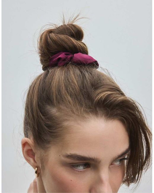 Stradivarius White Set Of 3 Satin Scrunchies