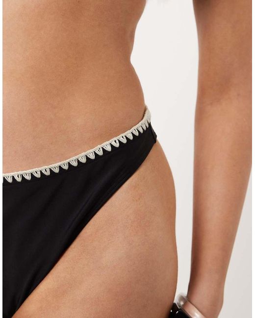 Abercrombie & Fitch Natural Co-Ord Mid Rise Contrast Seam Bikini Bottoms