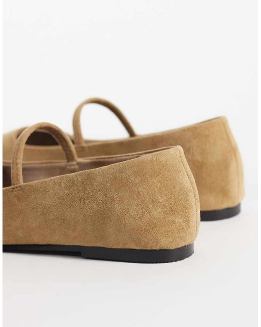 Raid Natural Aylani Faux Suede Square Toe Ballet Flats