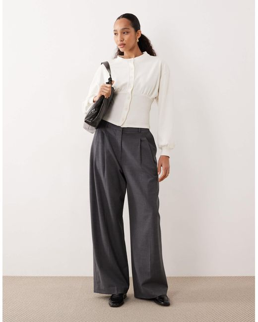 ASOS White Cinched Sweat Button Through Top