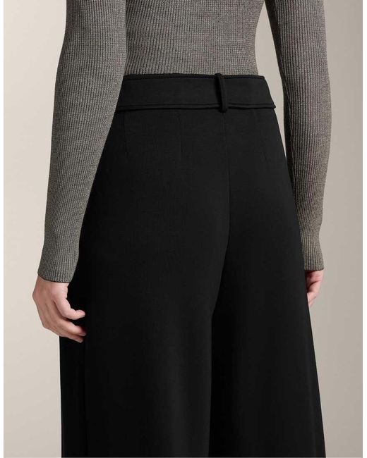 Oysho Black Soft-Touch Modal Wide-Leg Trousers With Pleat Waist Detail