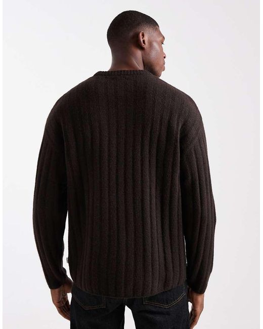Jack & Jones Black Oversize Thick Rib Jumper for men