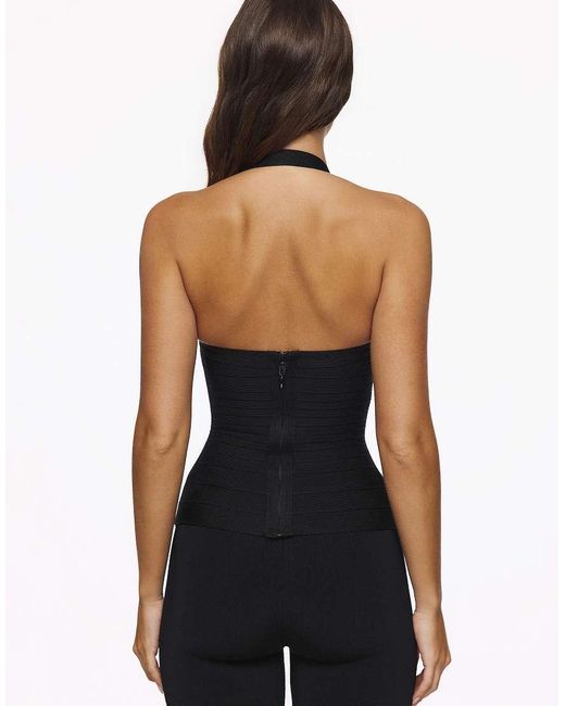 House Of Cb Black The Silhouette Halter Neck Bandage Top