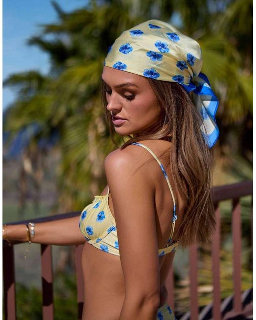 South Beach Green X Misha Grimes Multi Orchid Flower Printed Head Scarf