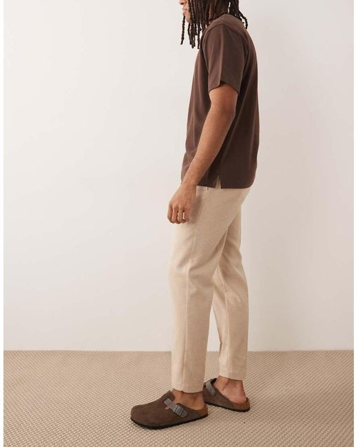 ASOS Brown Tailored Tapered Trousers With Wool Blend for men