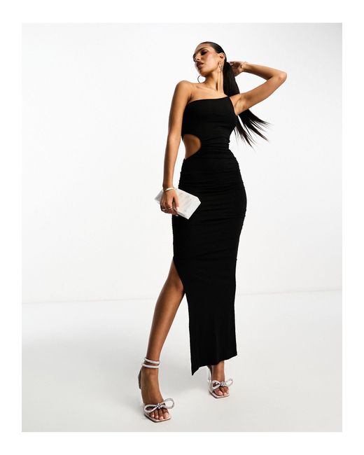 ASOS Asymmetric One Shoulder Cut Out Maxi Dress in Black | Lyst Canada
