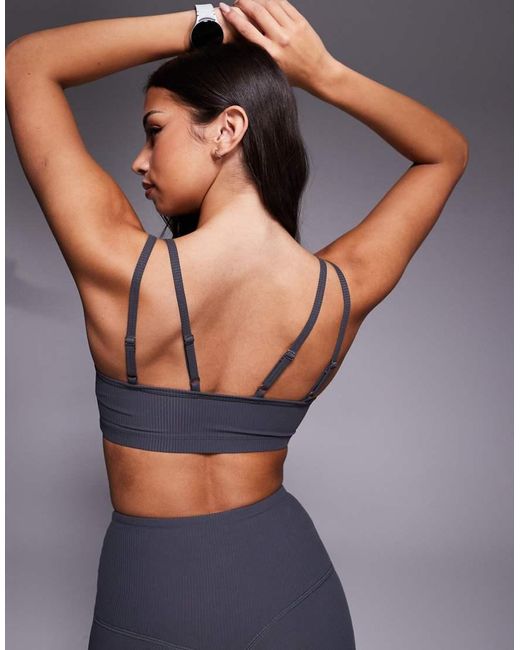 4505 Gray Rib Light Support Sports Bra