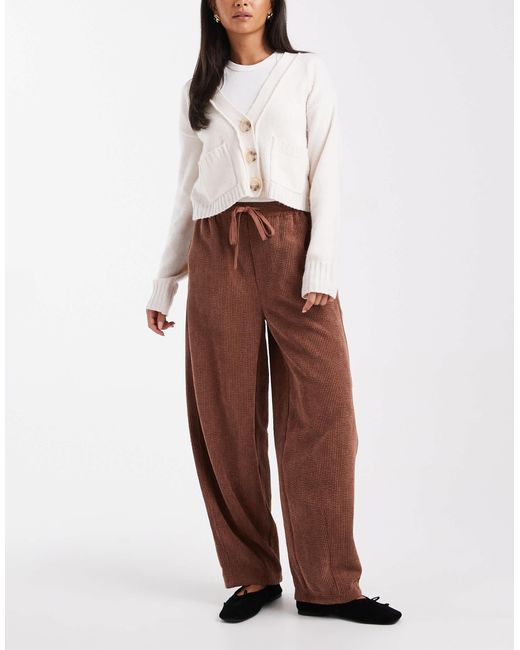 ASOS Brown Pull On Barrel Leg Cord Trousers