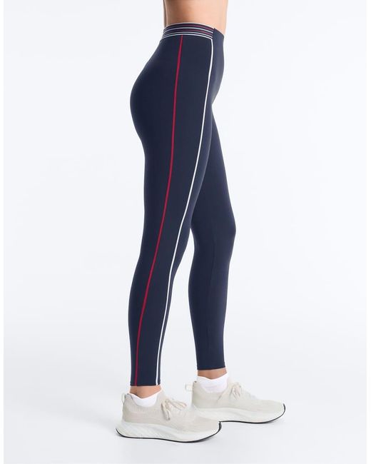Oysho Blue High-Rise Compressive Core Control 65 Cm Ankle-Length Leggings