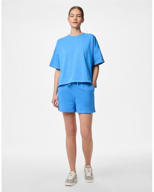Top Azul De Manga Corta De Pieces de color Blue