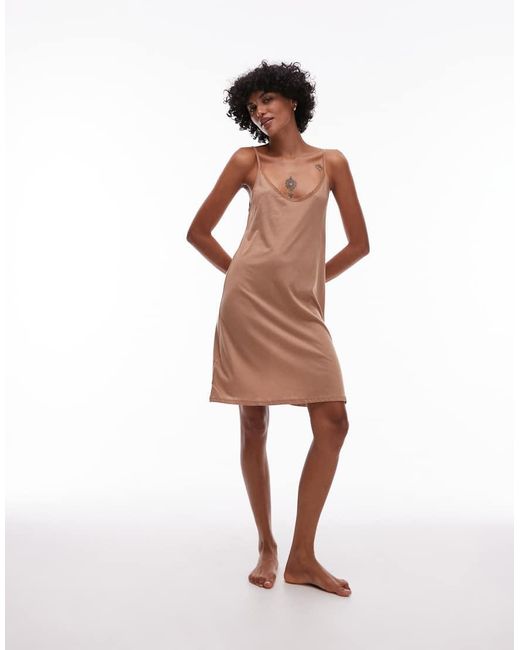 Mango White Modal Cami Slip Dress With Satin Trim