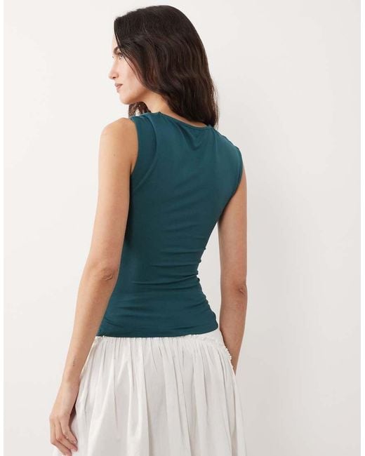 ASOS Blue Modal Asymmetric Top With Gold Hardware Detail