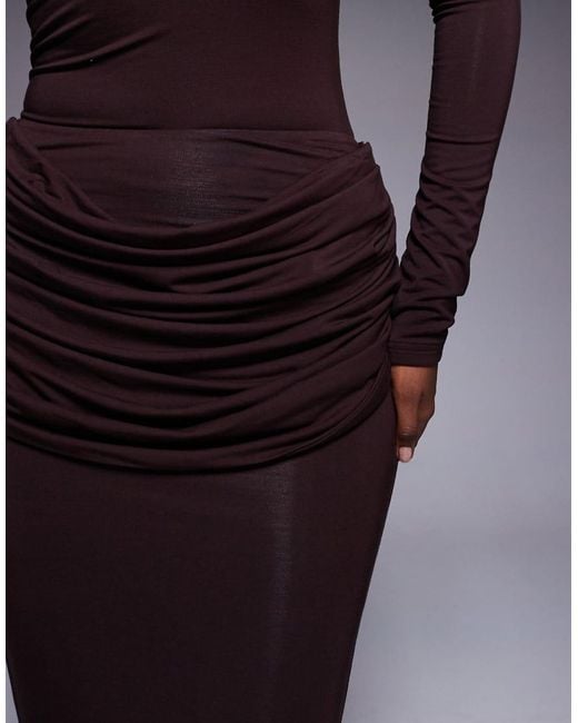 Wanderdoll Blue Ashtin Second Skin Drape Detail Maxi Skirt Co-Ord