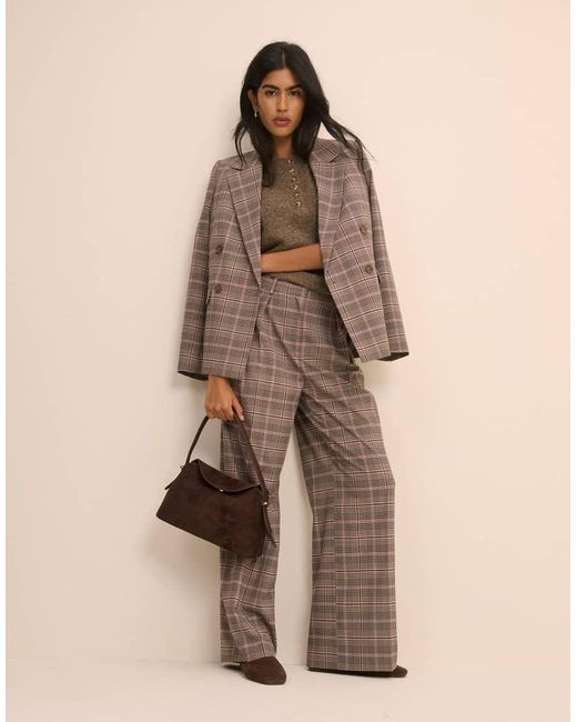 Nobody's Child Natural Tailored Wide Leg Suit Pants
