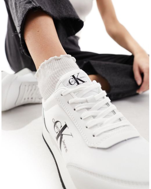 Calvin Klein White – niedrige, mehrfarbige sneaker zum schnüren