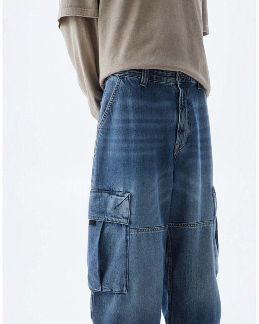 Pantalon cargo Pull&Bear pour homme en coloris Blue