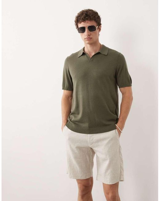 Mango Natural 100% Linen Slim Fit Shorts for men