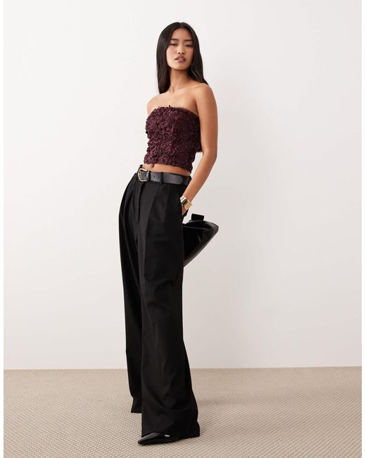 Vila Multicolor 3d Rose Applique Bandeau Top