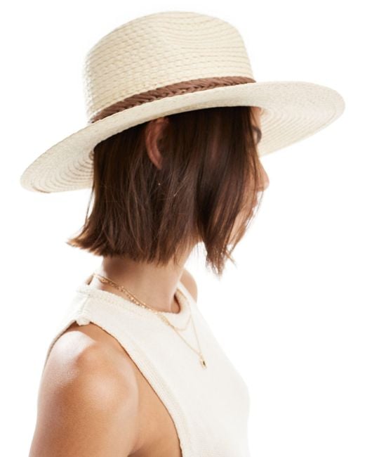Mango White Straw Hat With Brown Band
