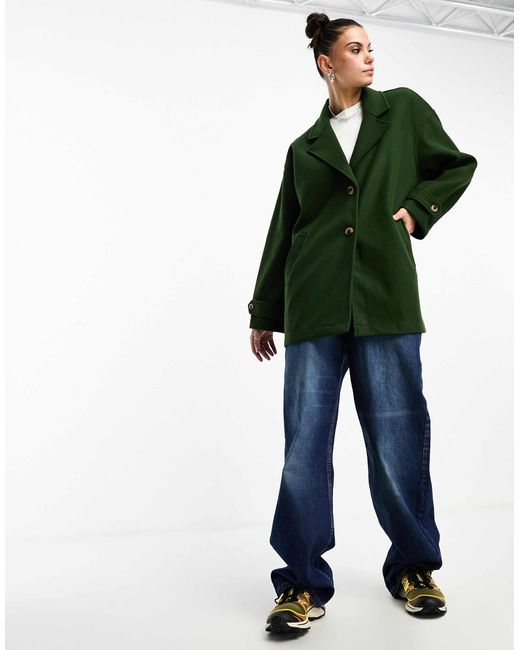 Noisy May Green Oversized Slouchy Blazer Jacket