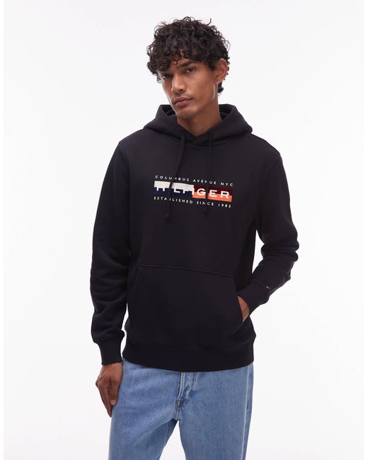 Tommy Hilfiger Blue Colour Block Logo Hoodie for men
